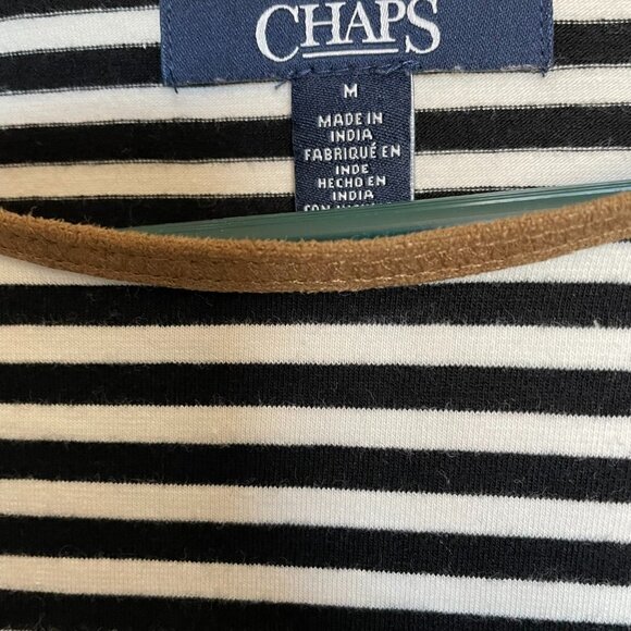 Chaps 3/4 Sleeve Tee Striped Crew Neck Pullover Women's Size Medium Nautical - Picture 4 of 5
